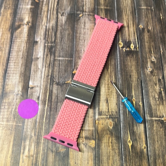 5for$10 Pink 38/40/41mm Braided stretch band adjustable Stainless Steel clasp - Picture 2 of 9